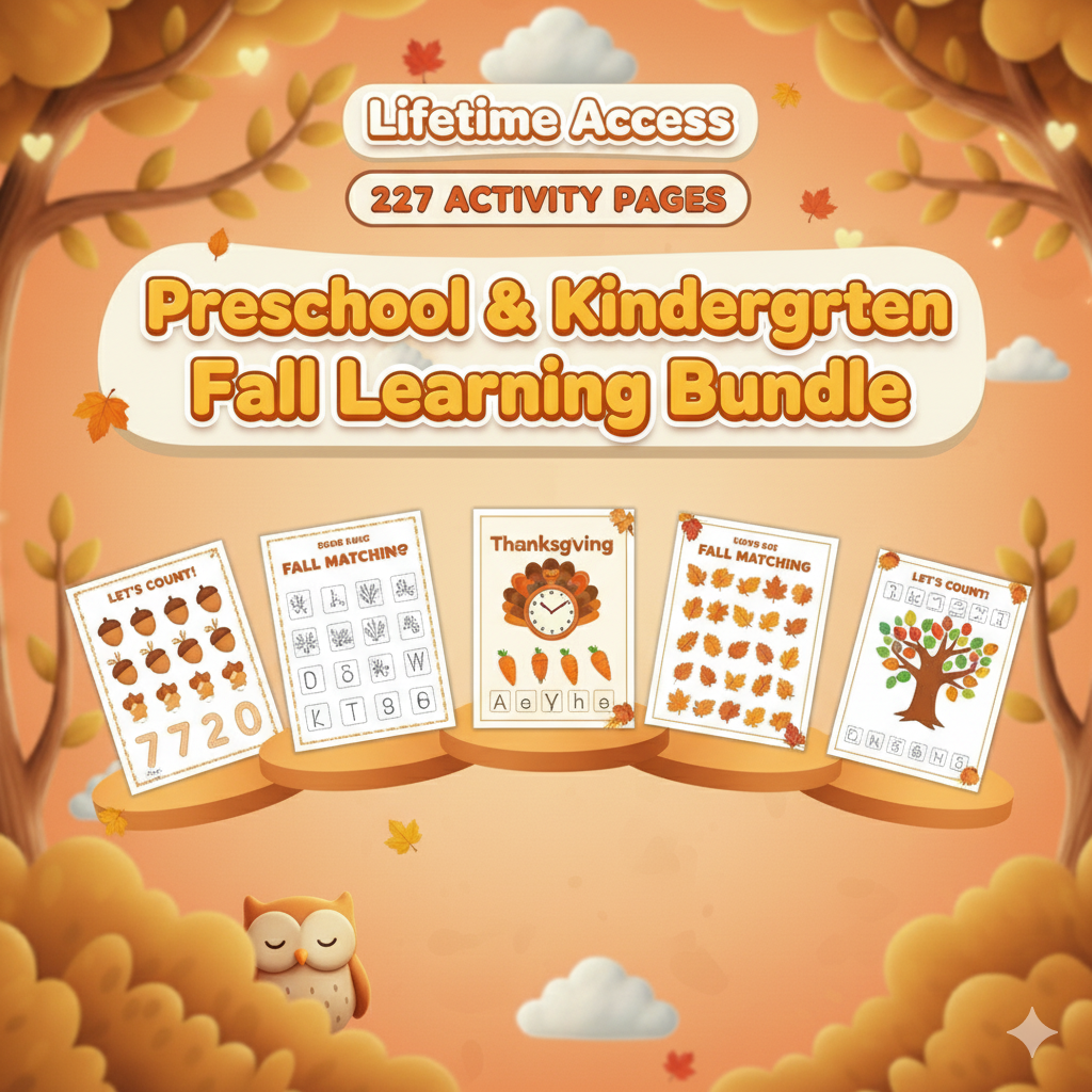 Preschool & Kindergarten Fall Learning Bundle — 227 Activity Pages